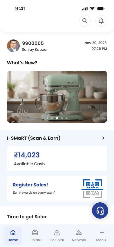 Partner App home dashboard.