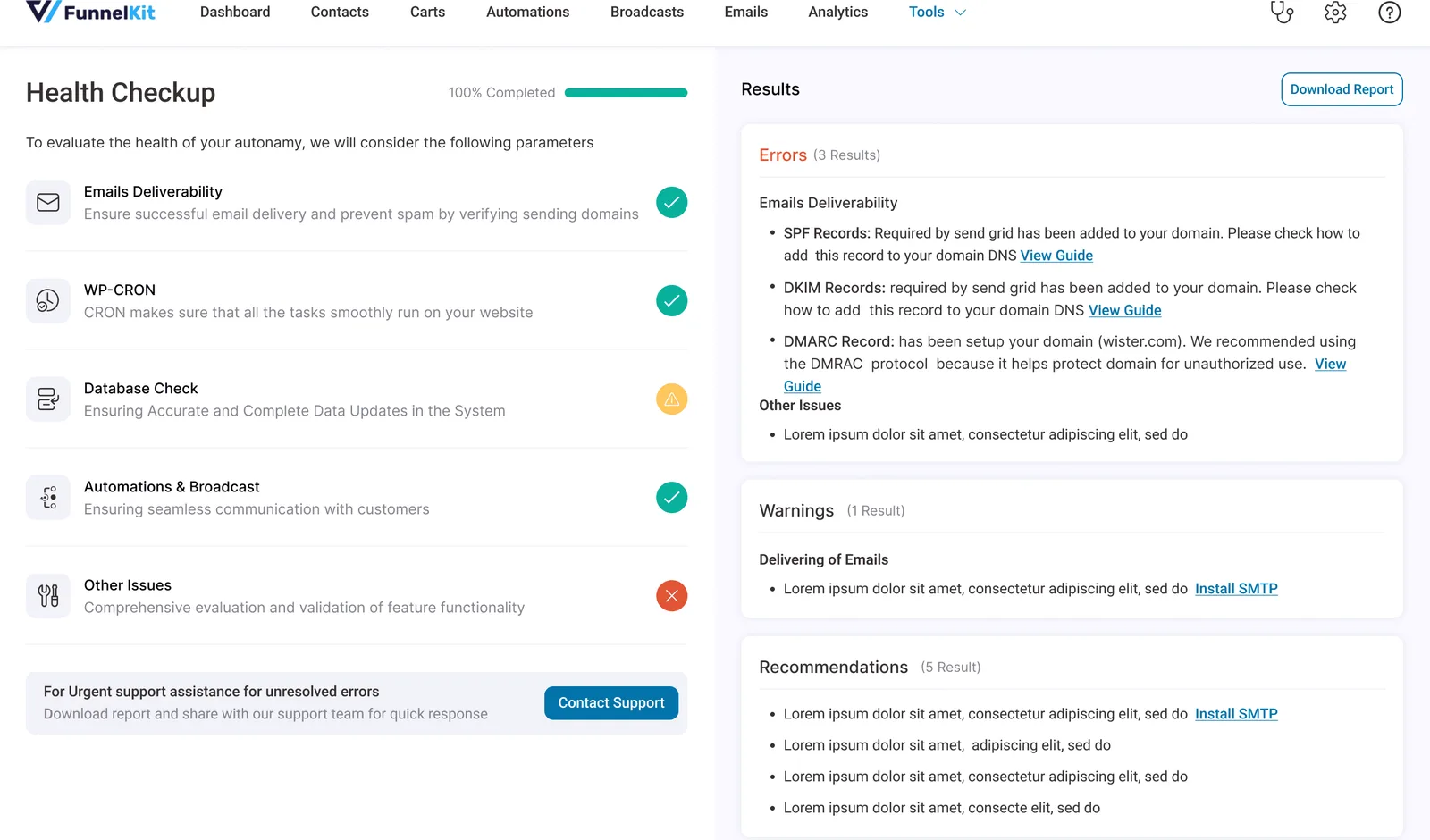 The health checkup - SPF, DKIM and DMARC verified with plain-language fixes before any email sends
