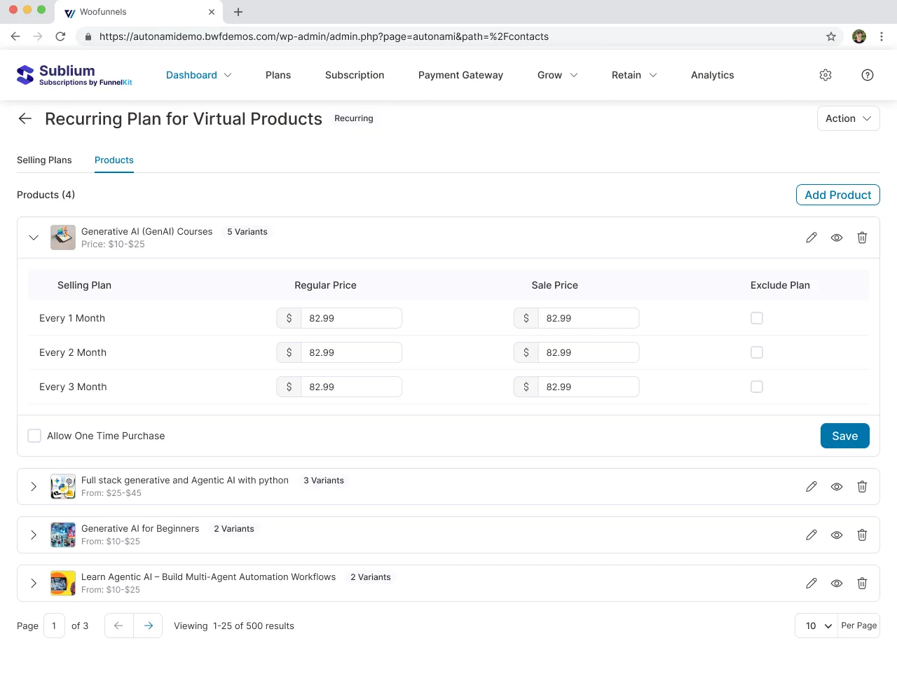 One plan, many products - edit the plan once and pricing cascades to everything that uses it
