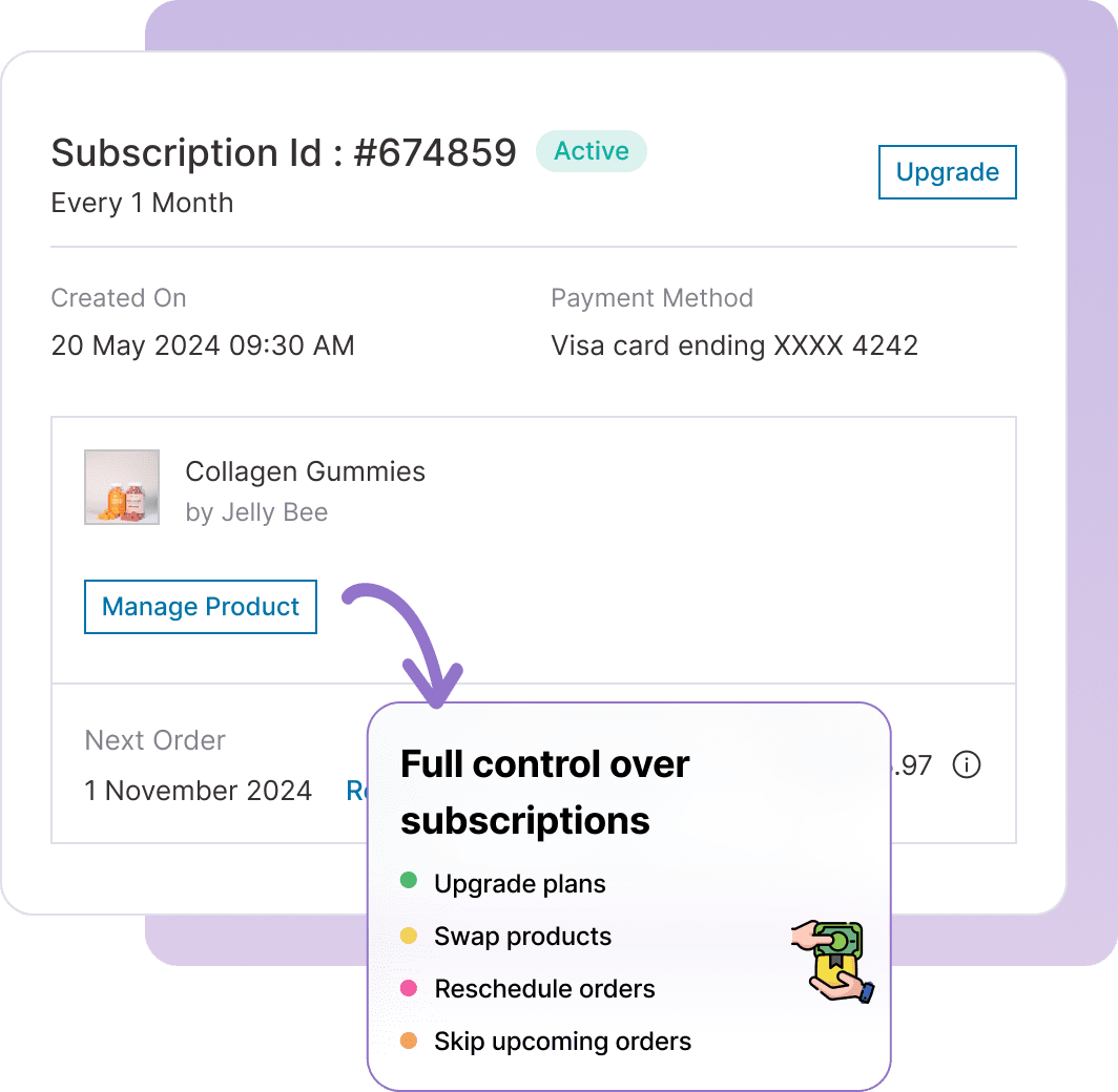 Subscription management interface showing subscriber list and actions